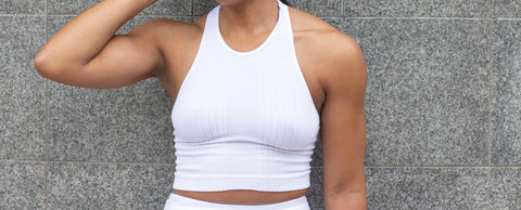 White Seamless Racerback Crop Tank Top