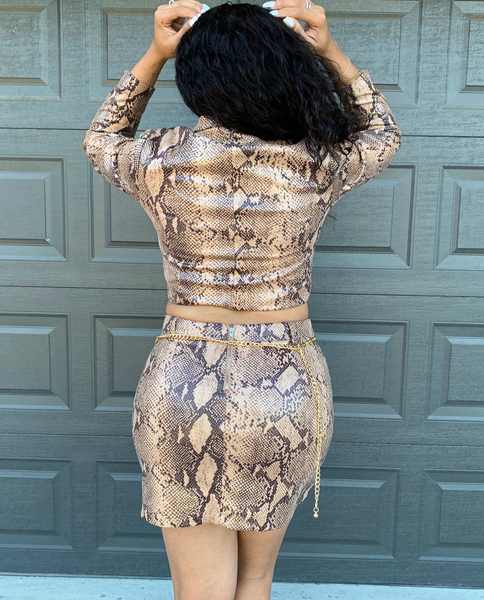 Snake print crop jacket